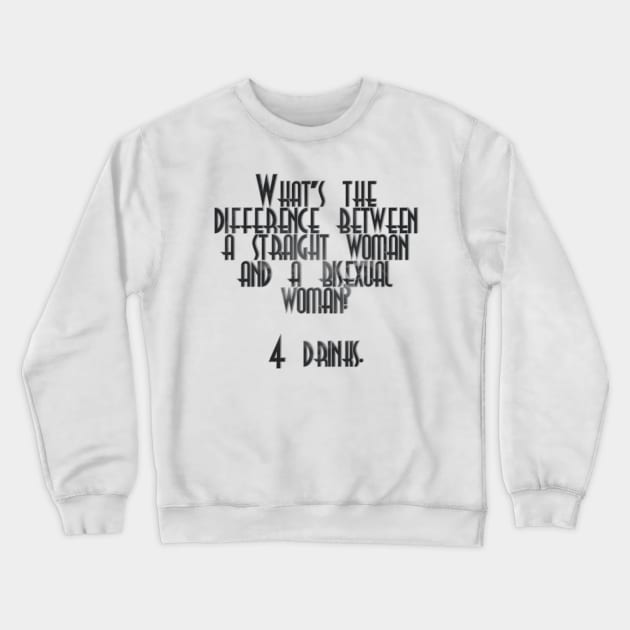 What’s the difference between a straight woman and a bisexual woman?  4 drinks. Crewneck Sweatshirt by afternoontees
